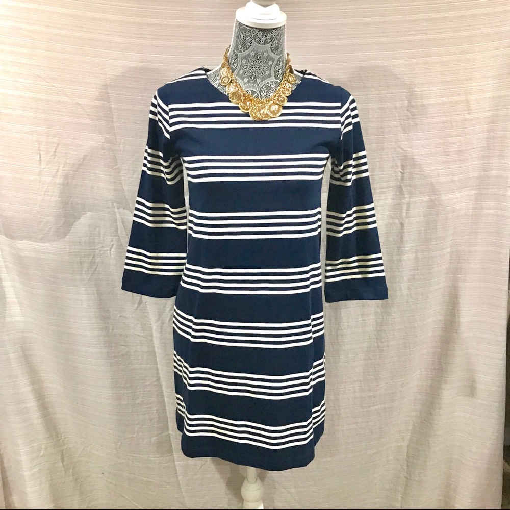 Navy blue striped dress